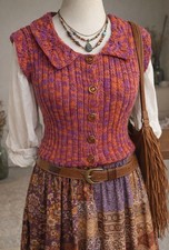 Boho Strickweste in Orange &