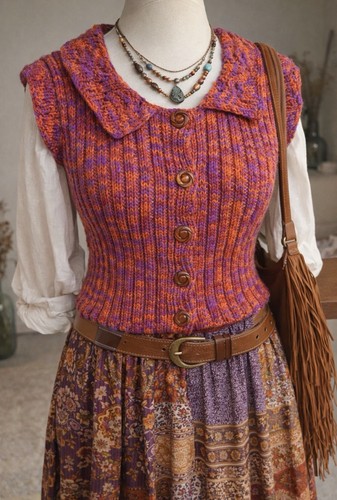 Boho strickweste orange - boho, in