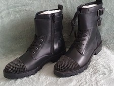 Guess Damen / Mädchen Leder Stiefel Gr. 35 Steinchen 