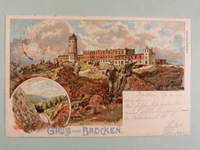 AK Gruss vom Brocken Litho mit Brockenbahn 1902
