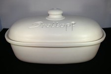 Brottopf 30 cm weiss matt Oval , Steinzeug Westerwald