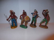 DDR Masse 3 Indianer & 1 Cowboy von R. Hopf, inkl. Keulenschwinger + Schild!