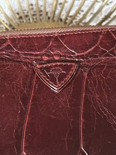 JOOP! Echtleder Handtasche – Krokoprägung, bordeauxbraun, 80er/90er Jahre