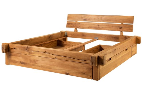 Natur holz balkenbett - natur,