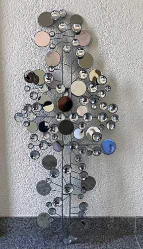 Wandskulptur metall glas - wandskulptur, metall/glas