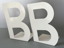 IKEA BILLY 20463 Buchstützen 2x, "B" Metall weiß, ca. 22 x 14 x 18 cm, Bookends