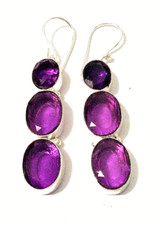 AMETHYST Edelstein 925 Sterlingsilber Schmuck Ohrringe HANDGEFERT..