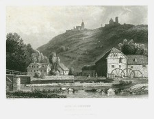 Kusel Pfalz Remigiusberg Original Stahlstich Frommel & Winkles 1885