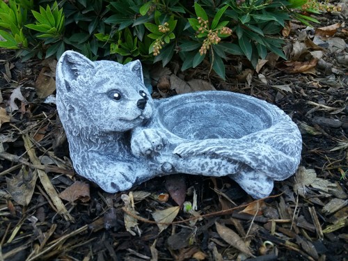 Steinfigur katzennapf katze - katzennapf,