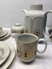 HENNEBERG KAFFEE SERVICE PORZELLAN WEISS + MODERN + DEKOR GOLD + SCHWARZ