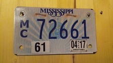 MISSISSIPPI MC 72661 Jahr 04-17 US Motorrad Kennzeichen Motorcycle License Plate