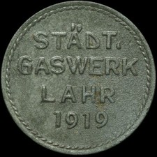 GASMARKE: Gasmarke 1919. STÄDTISCHES GASWERK LAHR im SCHWARZWALD / BADEN.