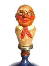 °°° antiker Flaschenverschluss "Schnapsnase"  mit Brille, geschnitzt Holz