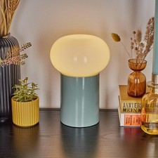 Tisch Leuchte Lampe Glas Blau