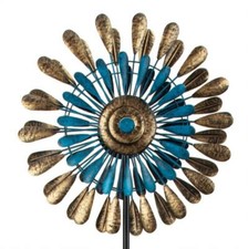 Windrad Blau Gold aus Metall