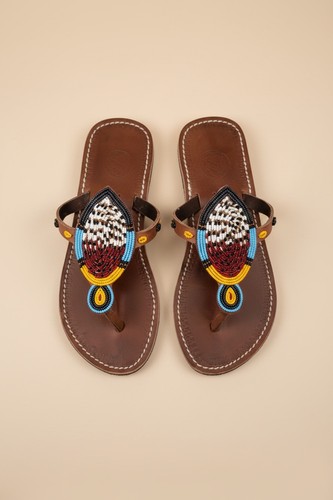 Beaded leather flip flops - beaded, –