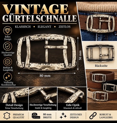 Vintage doppeldornschnalle - vintage,