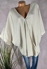 NEU oversize LEINEN MIX long BLUSE Poncho Tunika Wickeloptik Italy  40 42 44 46