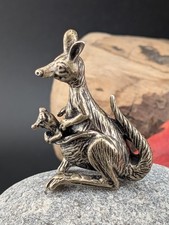 Figur Silber 800 Miniatur Känguru mit Baby alt vintage 