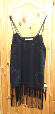 Top,Fransentop,Camisole,Zara,schwarz,Stickerei,Hippie,38,M
