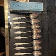 8 Löffel Gowe Alpacca Chrom Groß