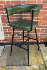 Leder Frühstück Bar Küche Theke Hocker - Vintage grün Farbe - Metallbeine