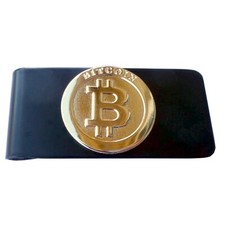 Geldklammer BTC coin Geldclip Geldscheinklammer Geldspange BTC teil vergoldet 