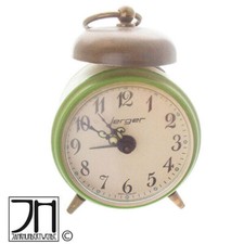 Kleiner mechanischer Vintage Jerger Wecker Grün 70er Jahre