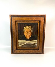 SELTENES ORIGINAL DEUTSCHES ANTIKES GEMÄLDE OMA IN BIBLIOTHEK VON E.HOERNCHEN 1944