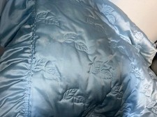 Dederon FAN Tagesdecke Überwurf hellblau B200 L 210 Volant je 35 Camping Garten 