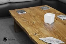 Waney / Live Edge Couchtisch mit Ablage, Eiche rustikal massivholz klobig