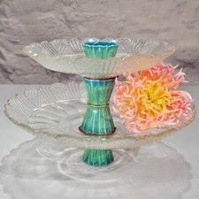 Etagere Villeroy & Boch Kristall Glas glass tray Tafelservice Biedermeier 1900