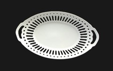 PORZELLAN-DURCHBRUCH-SCHALE- WEISS - TETTAU ATELIER - OVAL - 25 x 15 cm - RAR!
