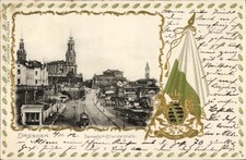 Präge-Wappen Ak Dresden, Dampfschifflandplatz, Fahne - 4768349