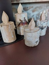 4 Kerzen  Birkenholz Birkenstamm Birke +  andere Hölzer Holzflamme Deko Advent