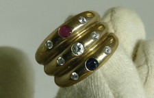 Breiter Bandring Damenring 8K / 333 GG Rubin Saphir Zirkonia Gr 51 / 16,2 mm ∅