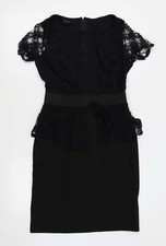 Cupcake Damen schwarz Polyester Bleistift Kleid Größe 14 Rundhalsausschnitt