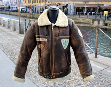 Herren RAF B-3 Vintage braun leder Fliegerjacke aus Lammfell Größe L/XL