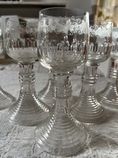 6 Weingläser Weinlaub Kuppa gewellt Trompetenfuß Hohl 16 cm hoch