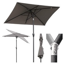 Alu Sonnenschirm Rechteckig 210 x 140 cm Gartenschirm mit Kurbel Balkonschirm