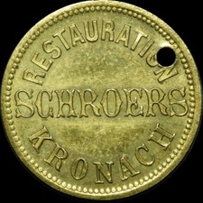 BIERMARKE: "Gut für 1/2 Liter Bier". RESTAURATION SCHROERS KRONACH / BAYERN.