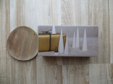 4er Set Kleiner Winterwald  Silber + Holzteller aus Akazienholz  - Räder Design