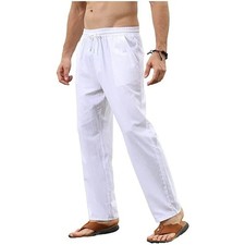 Herren leinen baumwollhose - leinen,