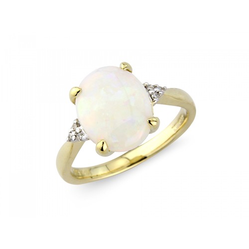 Ring gelbgold ovaler opal - ring,