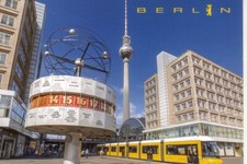 Postkarte :  BERLIN   -  Straßenbahn am ALEXANDERPLATZ