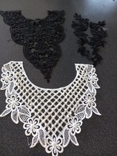 Spitzenkragen+Spitzenmotiv Schwarz/weiß mit Perlen, TOP!