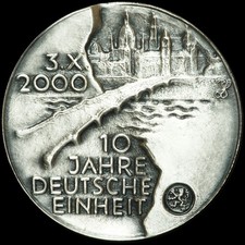 DORIS WASCHK-BALZ: Silber-Medaille 2000. DRESDEN - 10 JAHRE DEUTSCHE EINHEIT.