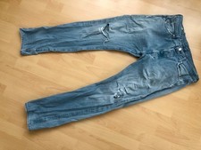 Original Levis RIVETED 501 Jeans, mittelblau gebraucht mit Löchern W 34 L 32