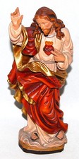 Farbige Holzfigur, Herz Jesus, Heiliger, Holzfigur, sakrale Kunst, 20cm