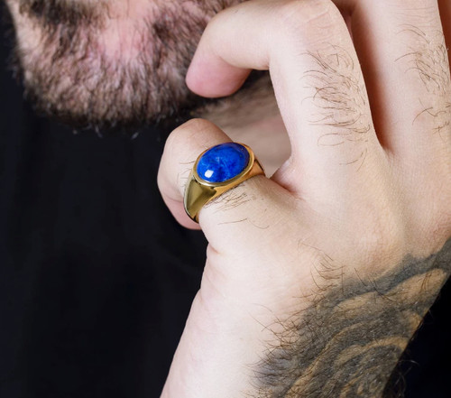 Gold filled lapislazuli ring - gold,